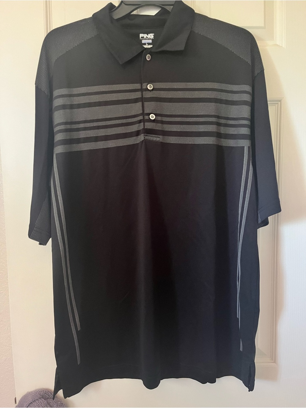 ping men’s golf active black polo short sleeve shirt
